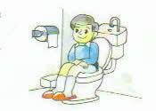 男の子が洋式トイレに座っているイラスト